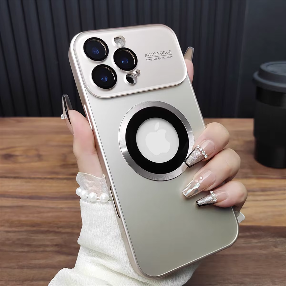 Luxury iPhone Case — MagSafe Large-Window Logo Hole Design with Shockproof Half-Wrapped Cover, Camera Lens Protection, Anti-Fingerprint Matte Non-Slip Finish