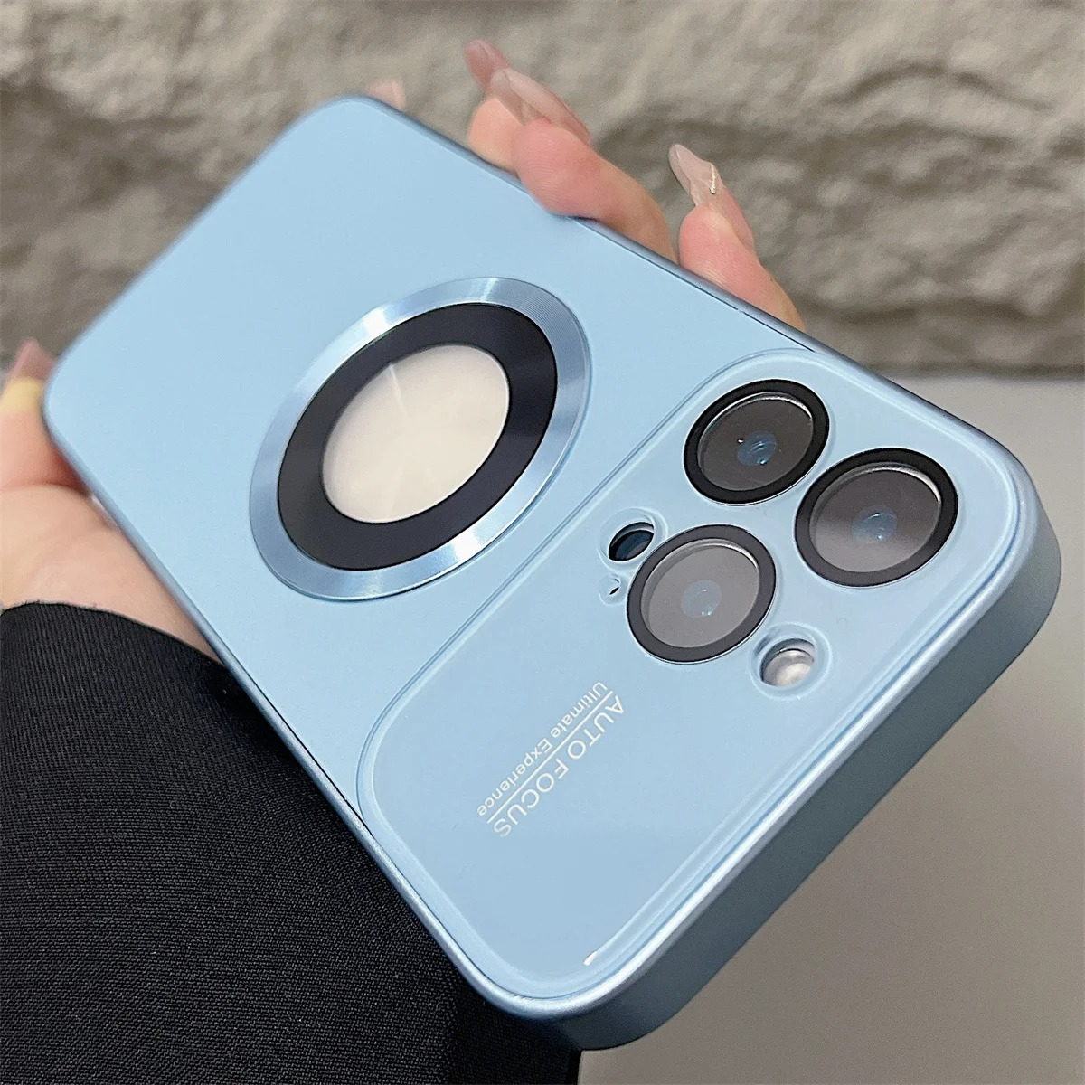 Luxury iPhone Case — MagSafe Large-Window Logo Hole Design with Shockproof Half-Wrapped Cover, Camera Lens Protection, Anti-Fingerprint Matte Non-Slip Finish