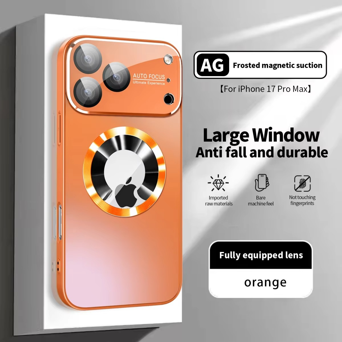 Luxury iPhone Case — MagSafe Large-Window Logo Hole Design with Shockproof Half-Wrapped Cover, Camera Lens Protection, Anti-Fingerprint Matte Non-Slip Finish