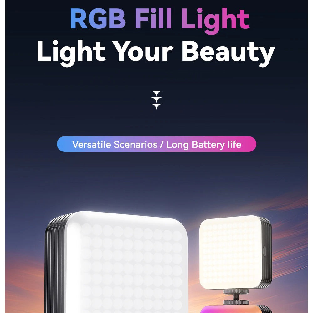 Luxury Portable RGB Video Fill Light with 2000mAh Battery, 2500–9000K Adjustable Color Temperature, CRI95 Pocket Light for Vlog & Livestream