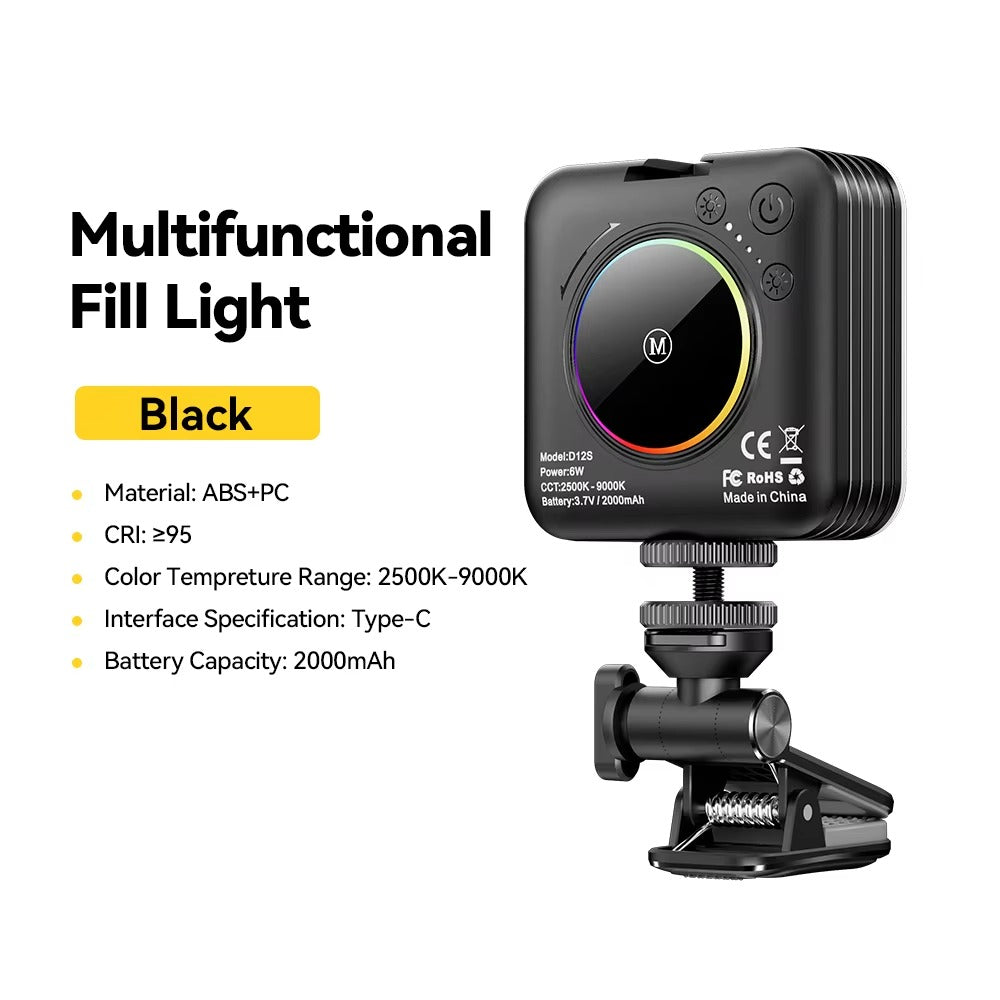 Luxury Portable RGB Video Fill Light with 2000mAh Battery, 2500–9000K Adjustable Color Temperature, CRI95 Pocket Light for Vlog & Livestream