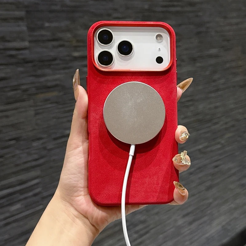 Luxury iPhone Case — Shockproof Flannel Texture Cover with TPU Anti-Scratch Back, Non-Slip Grip and Dustproof Slim Tough Protection