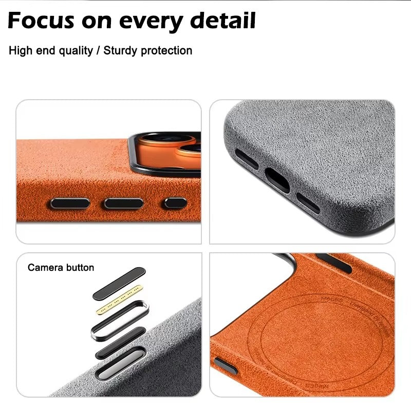 Luxury iPhone Case — Shockproof Flannel Texture Cover with TPU Anti-Scratch Back, Non-Slip Grip and Dustproof Slim Tough Protection