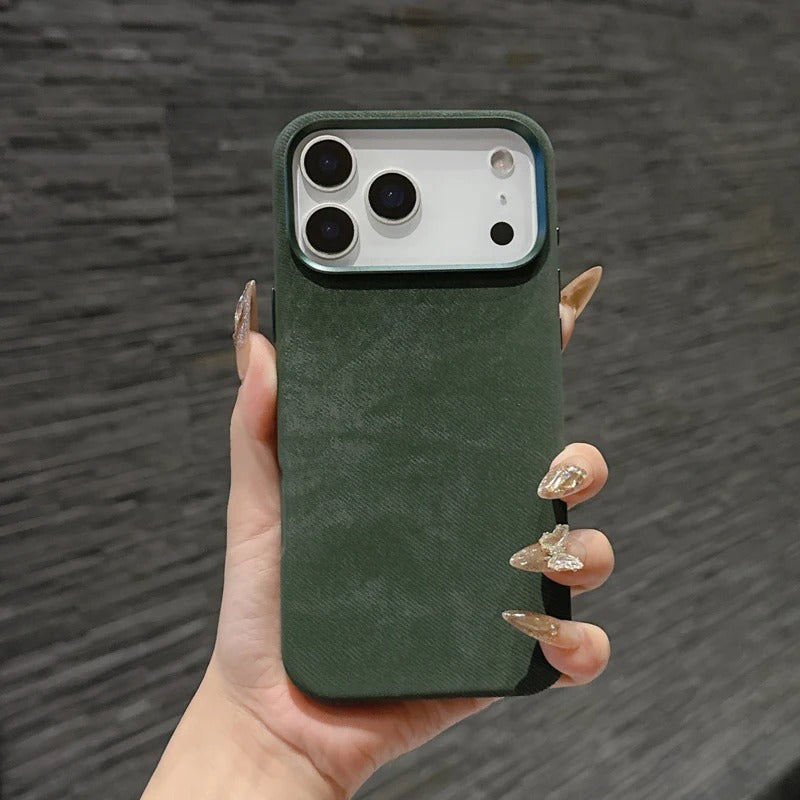 Luxury iPhone Case — Shockproof Flannel Texture Cover with TPU Anti-Scratch Back, Non-Slip Grip and Dustproof Slim Tough Protection