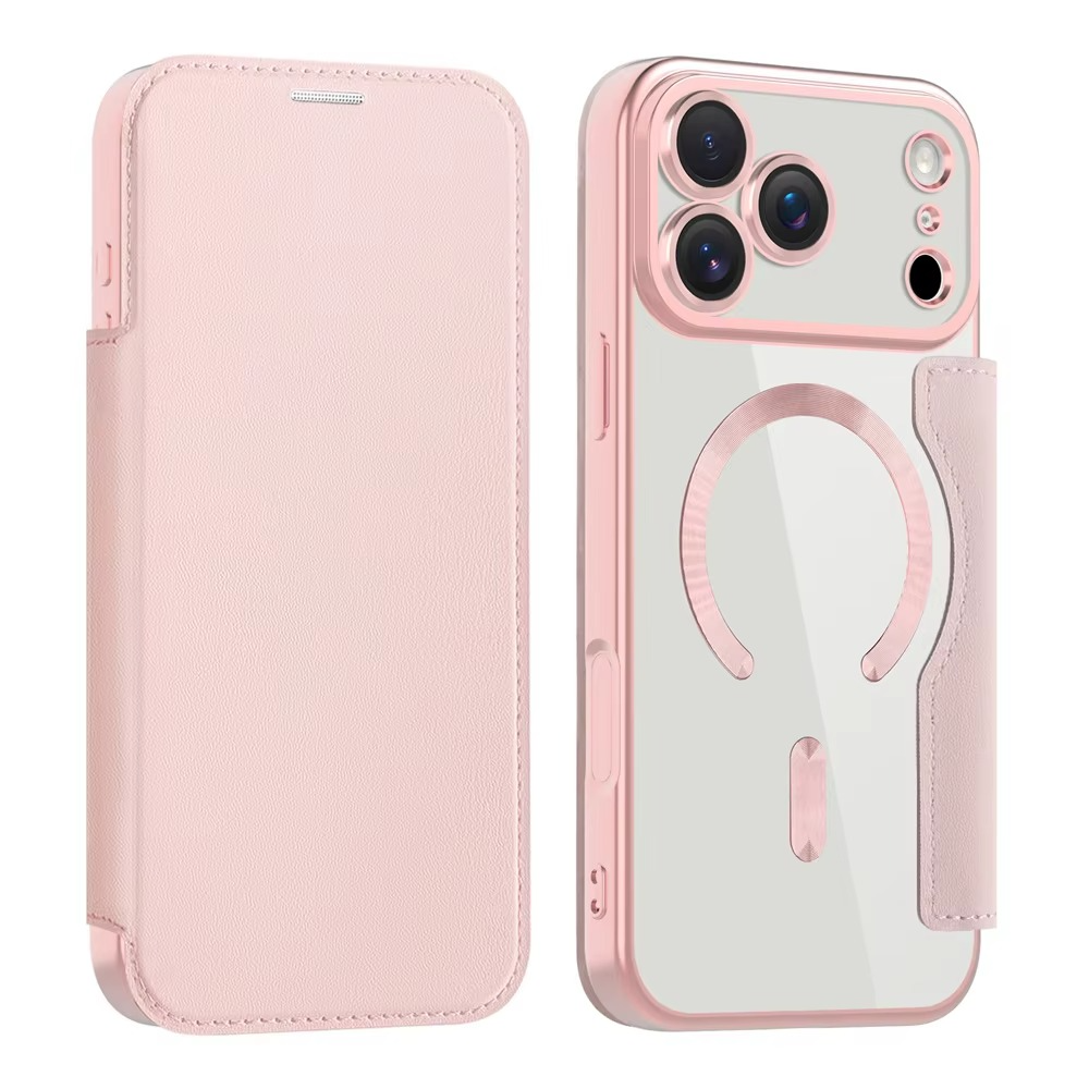 Luxury iPhone Case — Transparent Flip Leather MagSafe Compatible Magnetic Wallet Cover, Shockproof, Anti-Fingerprint, Card Holder, Kickstand, Dustproof Design