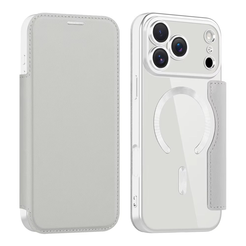 Luxury iPhone Case — Transparent Flip Leather MagSafe Compatible Magnetic Wallet Cover, Shockproof, Anti-Fingerprint, Card Holder, Kickstand, Dustproof Design
