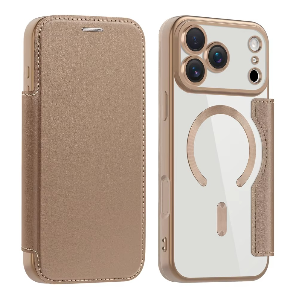 Luxury iPhone Case — Transparent Flip Leather MagSafe Compatible Magnetic Wallet Cover, Shockproof, Anti-Fingerprint, Card Holder, Kickstand, Dustproof Design
