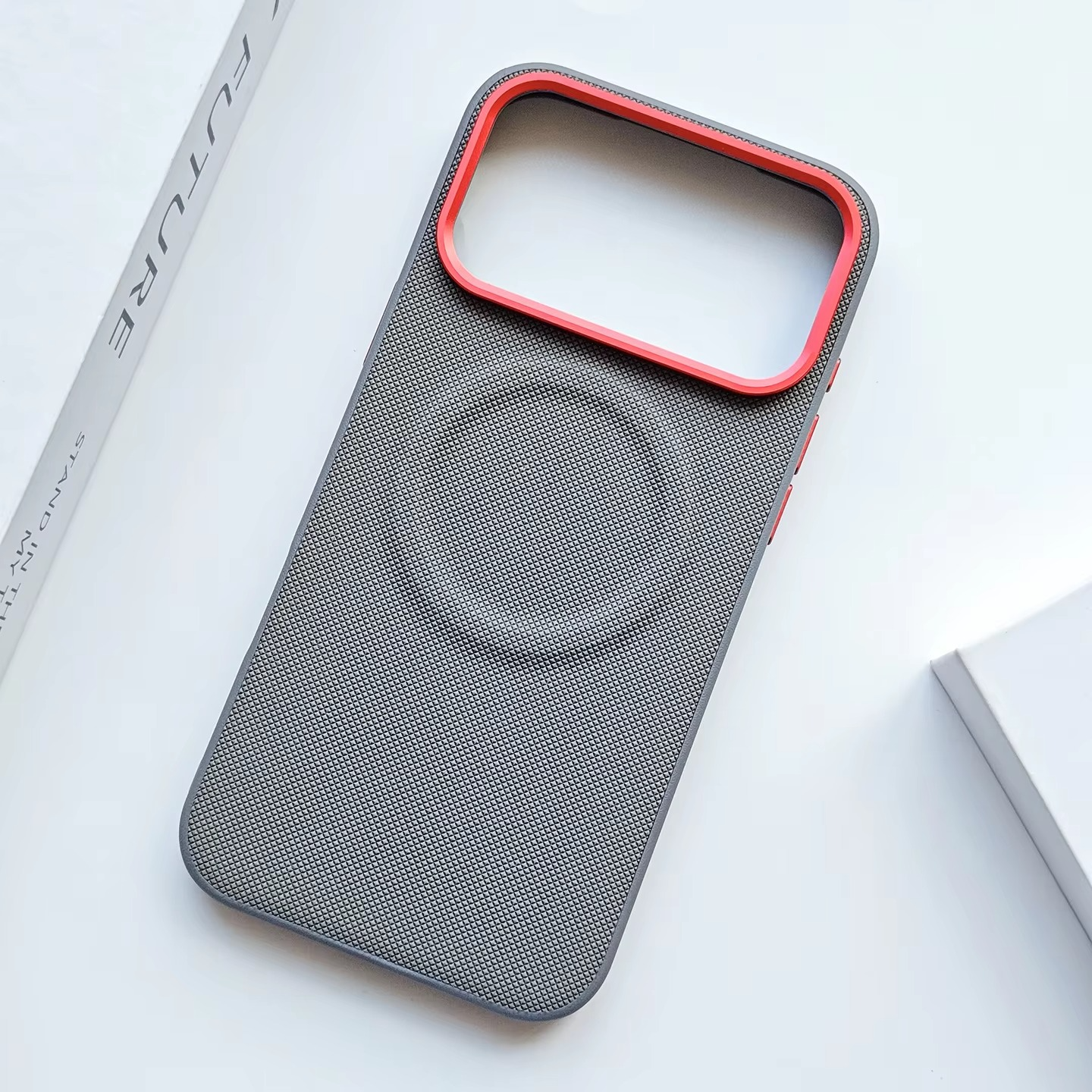 Luxury iPhone Case — Magnetic, Shockproof Leather Cover with Diamond-Texture Grain, Individual Buttons and MagSafe Wireless Charging Support