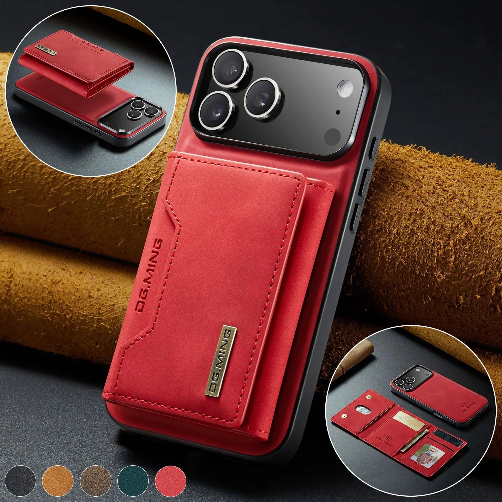 Luxury iPhone Case — 2-in-1 Detachable Magnetic Leather Wallet Cover with Card Holder Pocket, Shockproof Protection and Slim Business Design