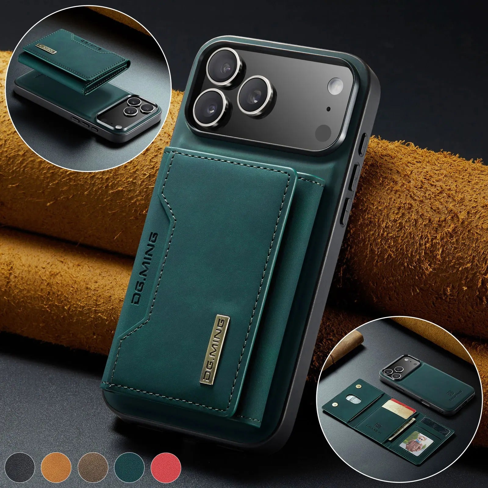 Luxury iPhone Case — 2-in-1 Detachable Magnetic Leather Wallet Cover with Card Holder Pocket, Shockproof Protection and Slim Business Design