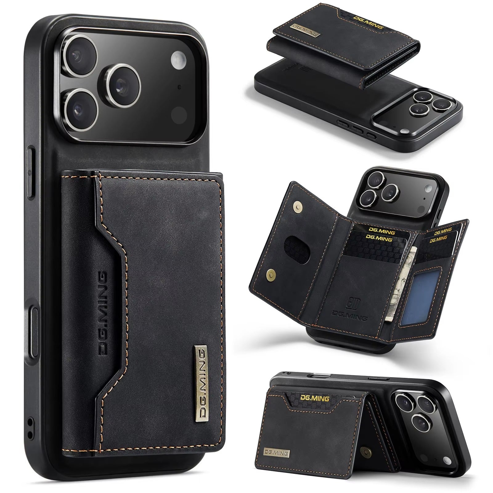 Luxury iPhone Case — 2-in-1 Detachable Magnetic Leather Wallet Cover with Card Holder Pocket, Shockproof Protection and Slim Business Design