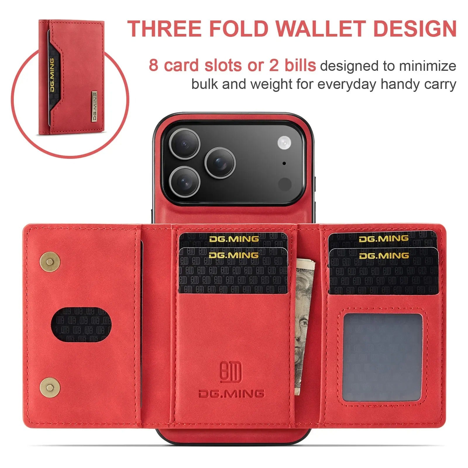 Luxury iPhone Case — 2-in-1 Detachable Magnetic Leather Wallet Cover with Card Holder Pocket, Shockproof Protection and Slim Business Design