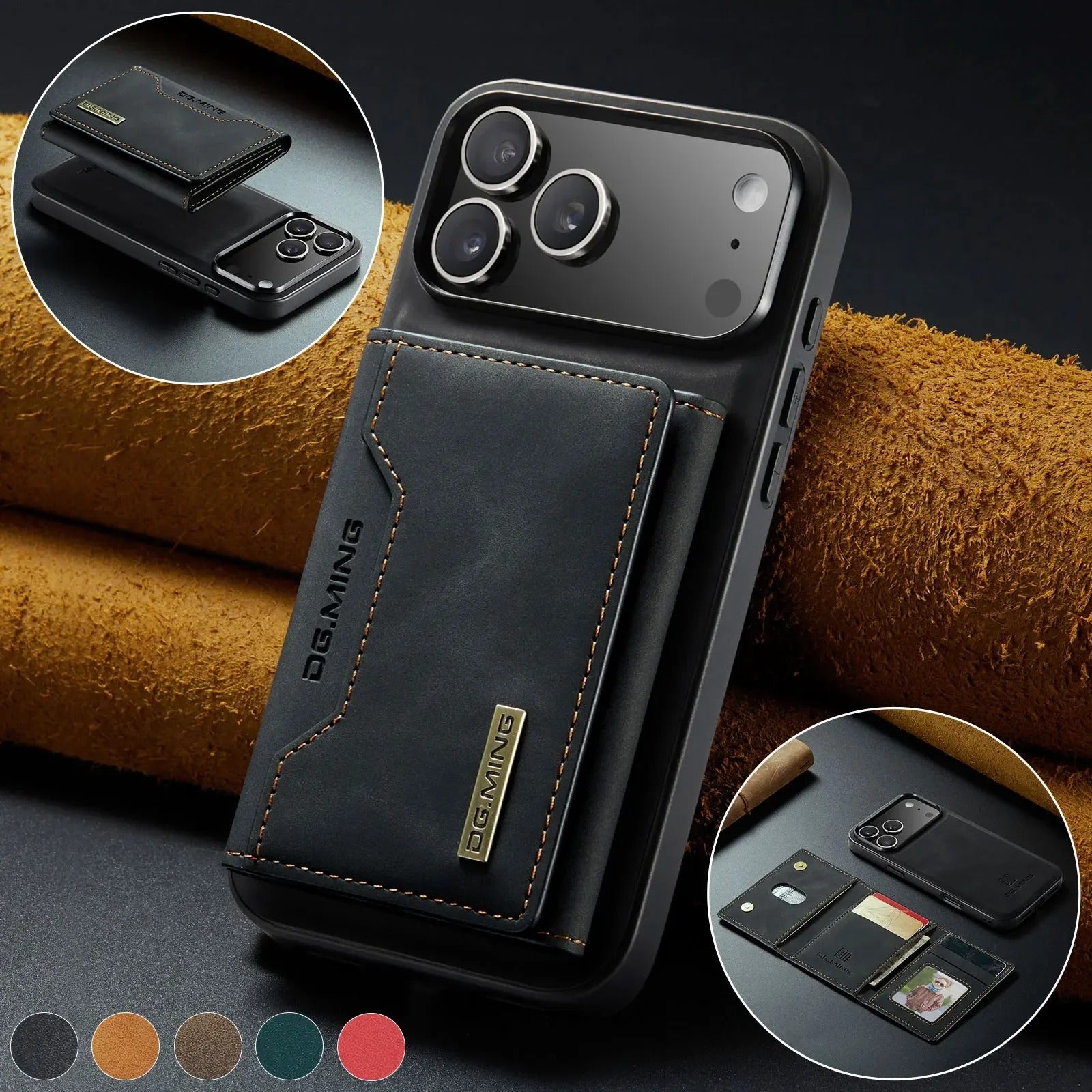 Luxury iPhone Case — 2-in-1 Detachable Magnetic Leather Wallet Cover with Card Holder Pocket, Shockproof Protection and Slim Business Design