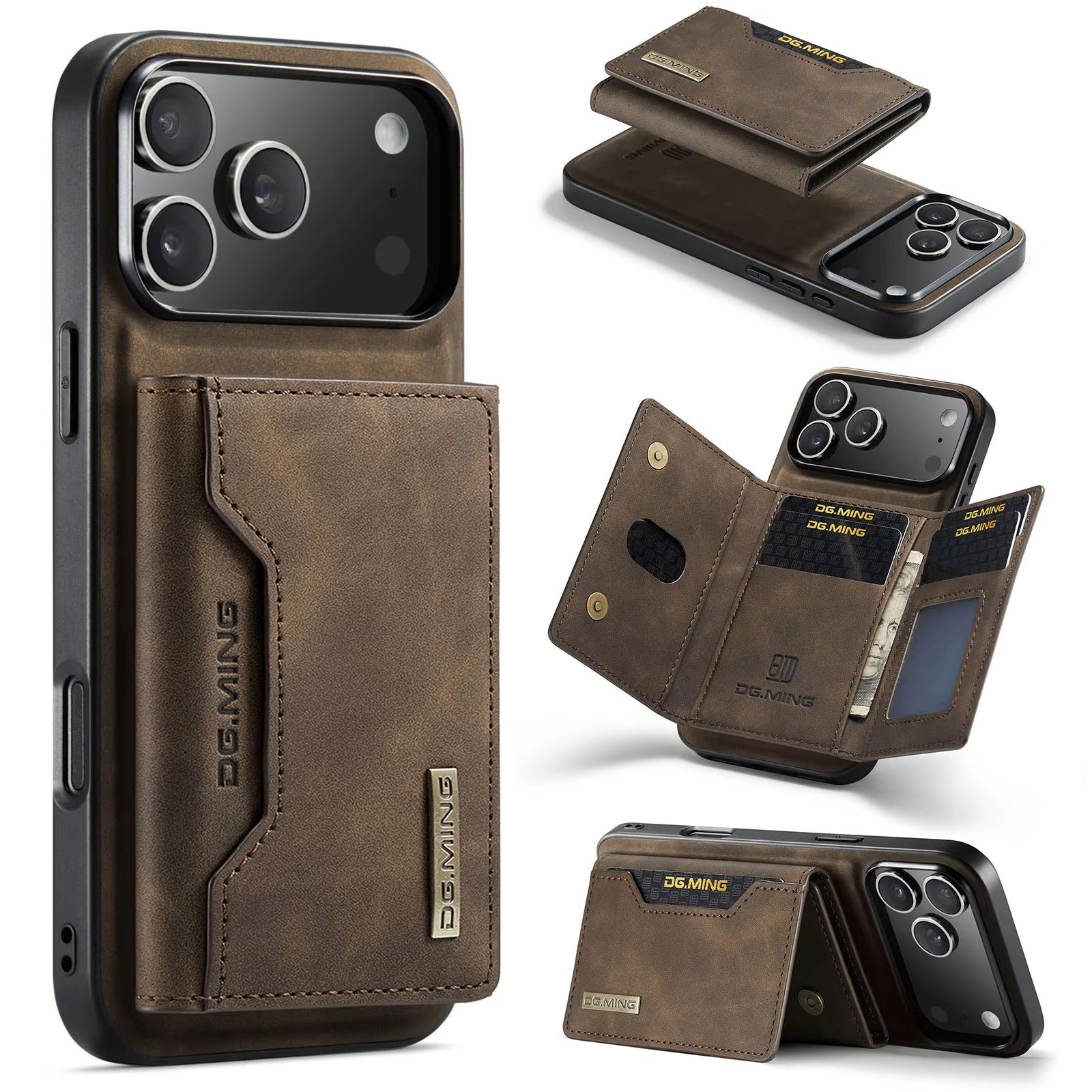 Luxury iPhone Case — 2-in-1 Detachable Magnetic Leather Wallet Cover with Card Holder Pocket, Shockproof Protection and Slim Business Design