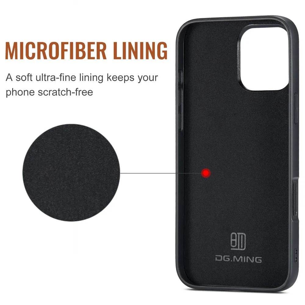 Luxury iPhone Case — 2-in-1 Detachable Magnetic PU Leather Wallet Cover with Card Holder, Slim Shockproof Anti-Fingerprint Non-Slip Protection