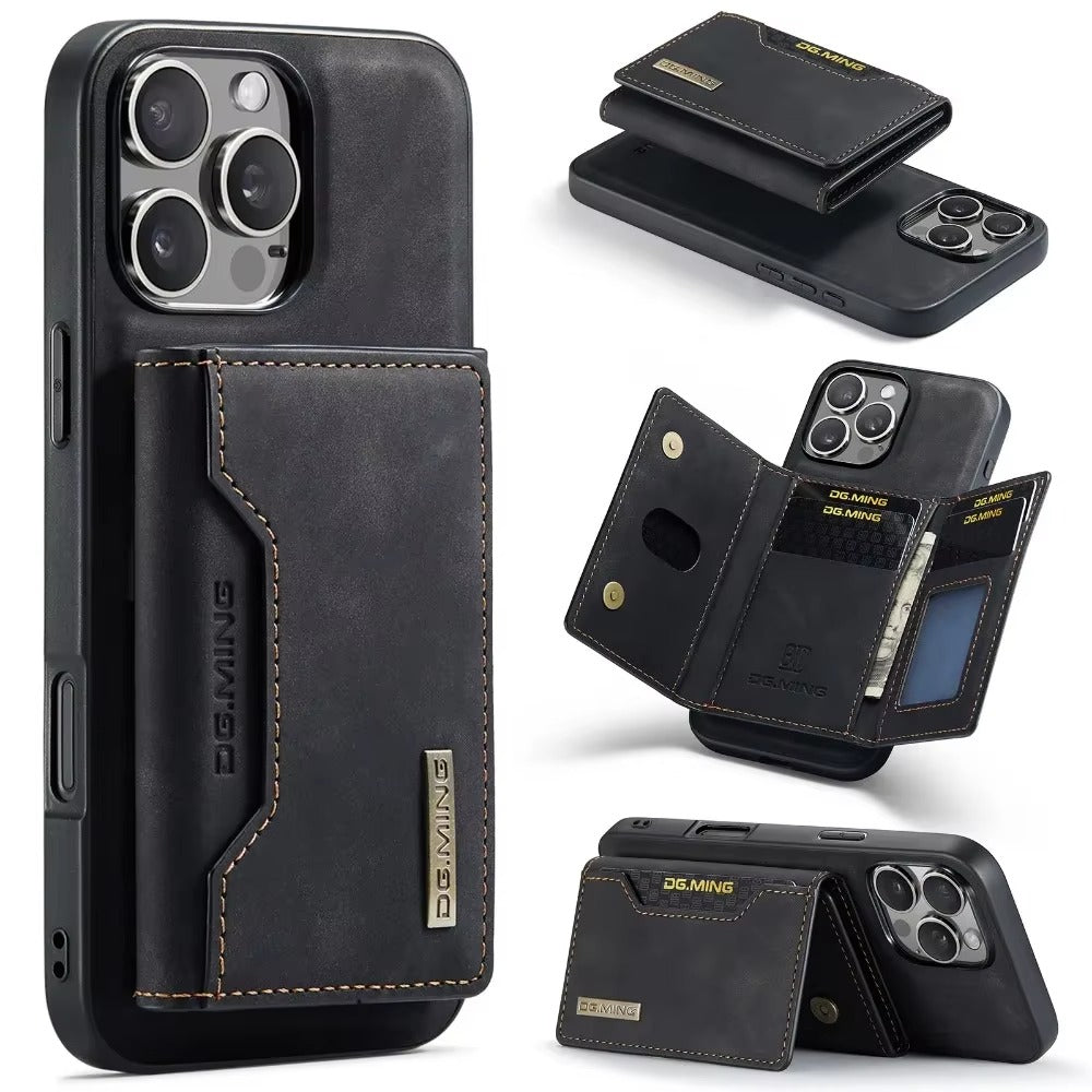 Luxury iPhone Case — 2-in-1 Detachable Magnetic PU Leather Wallet Cover with Card Holder, Slim Shockproof Anti-Fingerprint Non-Slip Protection