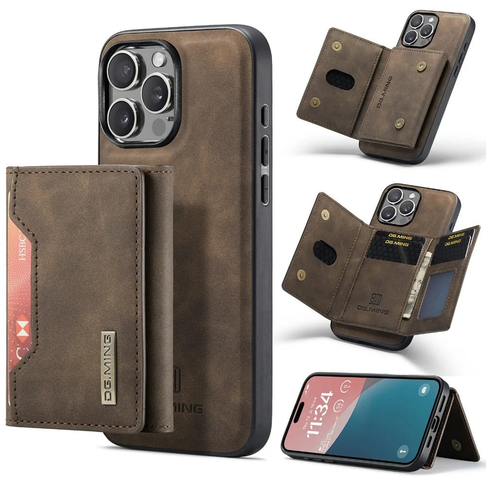 Luxury iPhone Case — 2-in-1 Detachable Magnetic PU Leather Wallet Cover with Card Holder, Slim Shockproof Anti-Fingerprint Non-Slip Protection