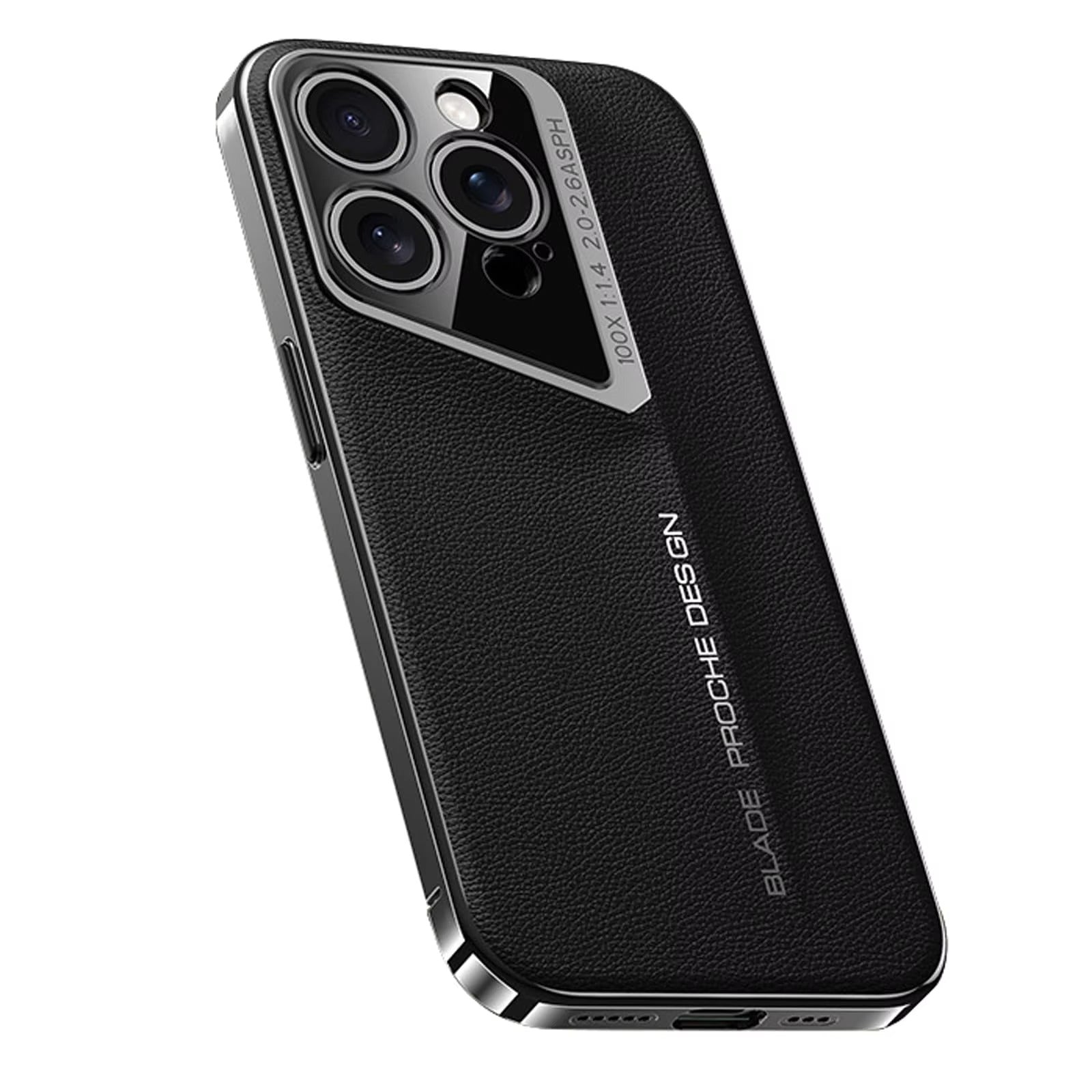 Luxury iPhone Case MagSafe Compatible Camera Lens Protection — Vegan PU Leather Cover, Electroplated Metal Frame, Slim Drop-Proof Business Style