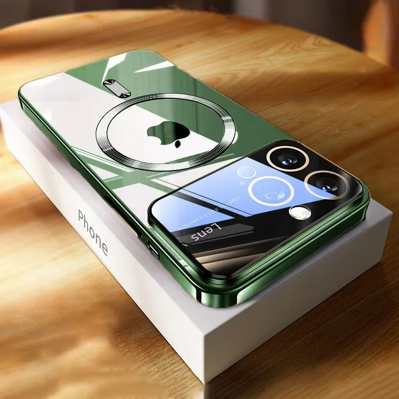 Luxury iPhone Case MagSafe Compatible Clear Back Cover — Soft TPU Plating, Magnetic Wireless Charging, Slim Shockproof Design, Scratch-Resistant Protection