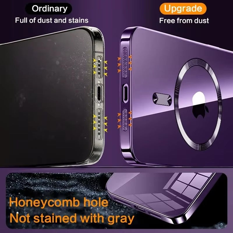 Luxury iPhone Case MagSafe Compatible Clear Back Cover — Soft TPU Plating, Magnetic Wireless Charging, Slim Shockproof Design, Scratch-Resistant Protection
