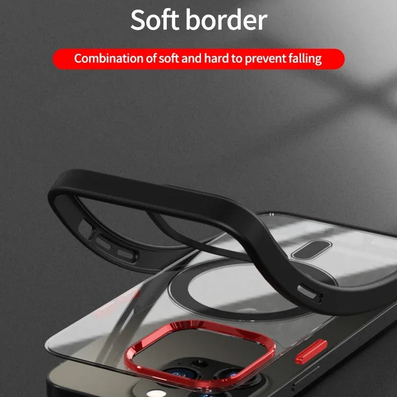 Luxury iPhone Case MagSafe Compatible Clear Cover — Transparent Acrylic Back with Soft TPU Frame, Magnetic Wireless Charging, Shockproof Anti-Fingerprint Design