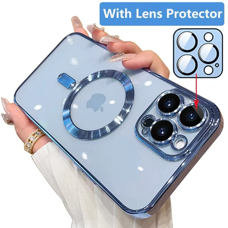 Luxury iPhone Case MagSafe Compatible — Magnetic Plating Cover, Transparent, Shockproof, Anti-Fingerprint, Anti-Scratch, Dustproof, Wireless Charging