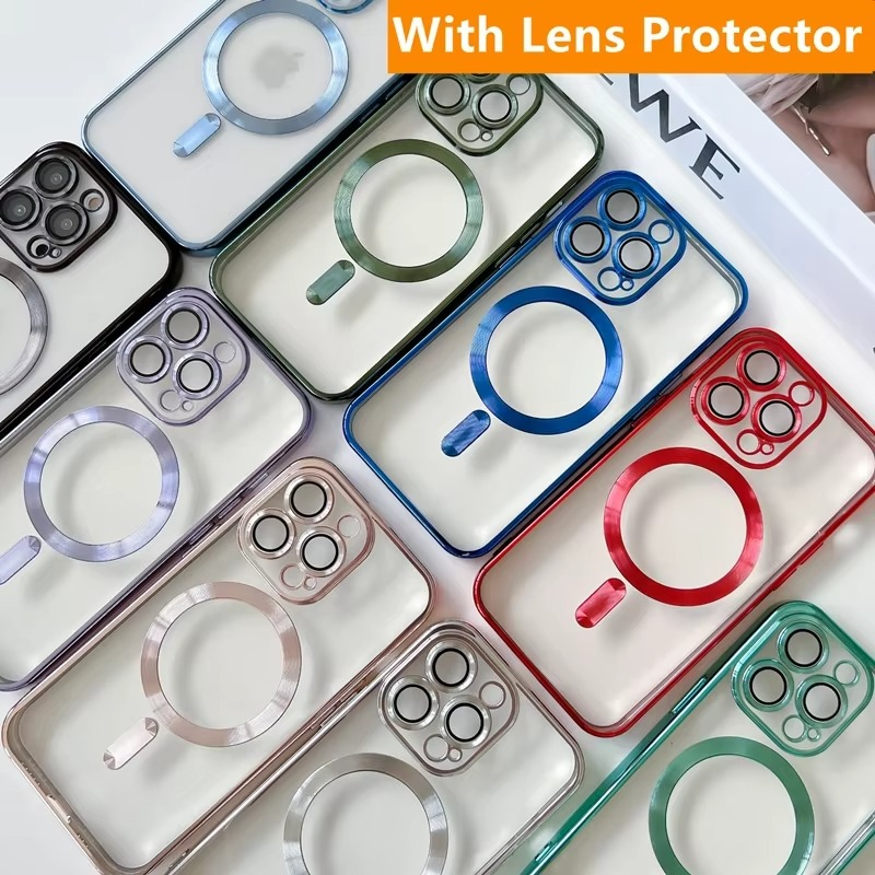 Luxury iPhone Case MagSafe Compatible — Magnetic Plating Cover, Transparent, Shockproof, Anti-Fingerprint, Anti-Scratch, Dustproof, Wireless Charging