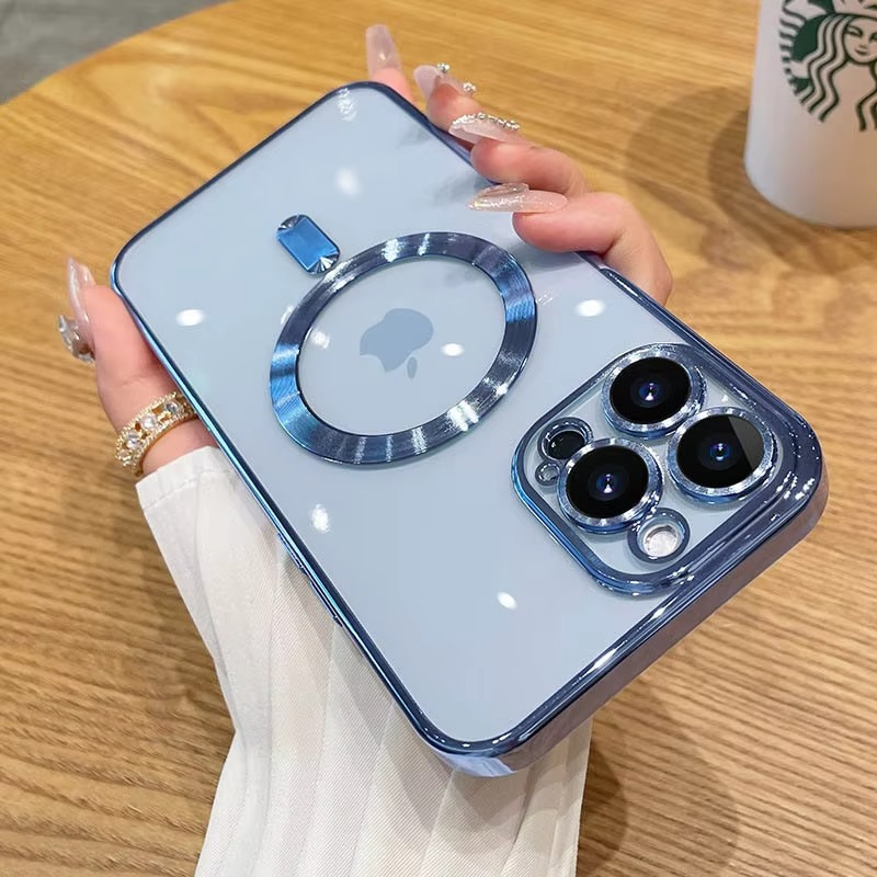 Luxury iPhone Case MagSafe Compatible — Magnetic Plating Cover, Transparent, Shockproof, Anti-Fingerprint, Anti-Scratch, Dustproof, Wireless Charging
