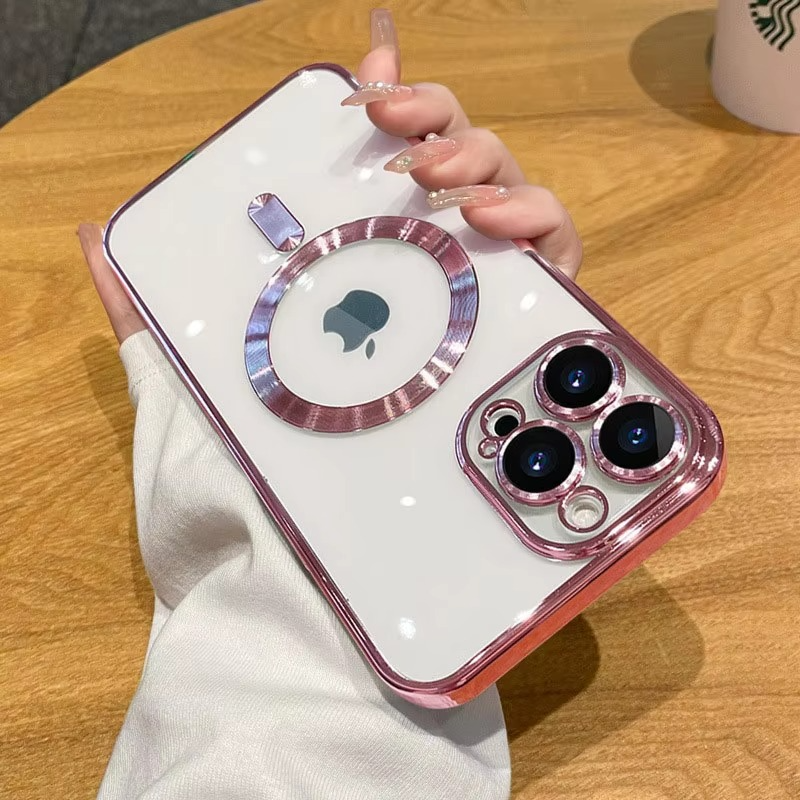 Luxury iPhone Case MagSafe Compatible — Magnetic Plating Cover, Transparent, Shockproof, Anti-Fingerprint, Anti-Scratch, Dustproof, Wireless Charging