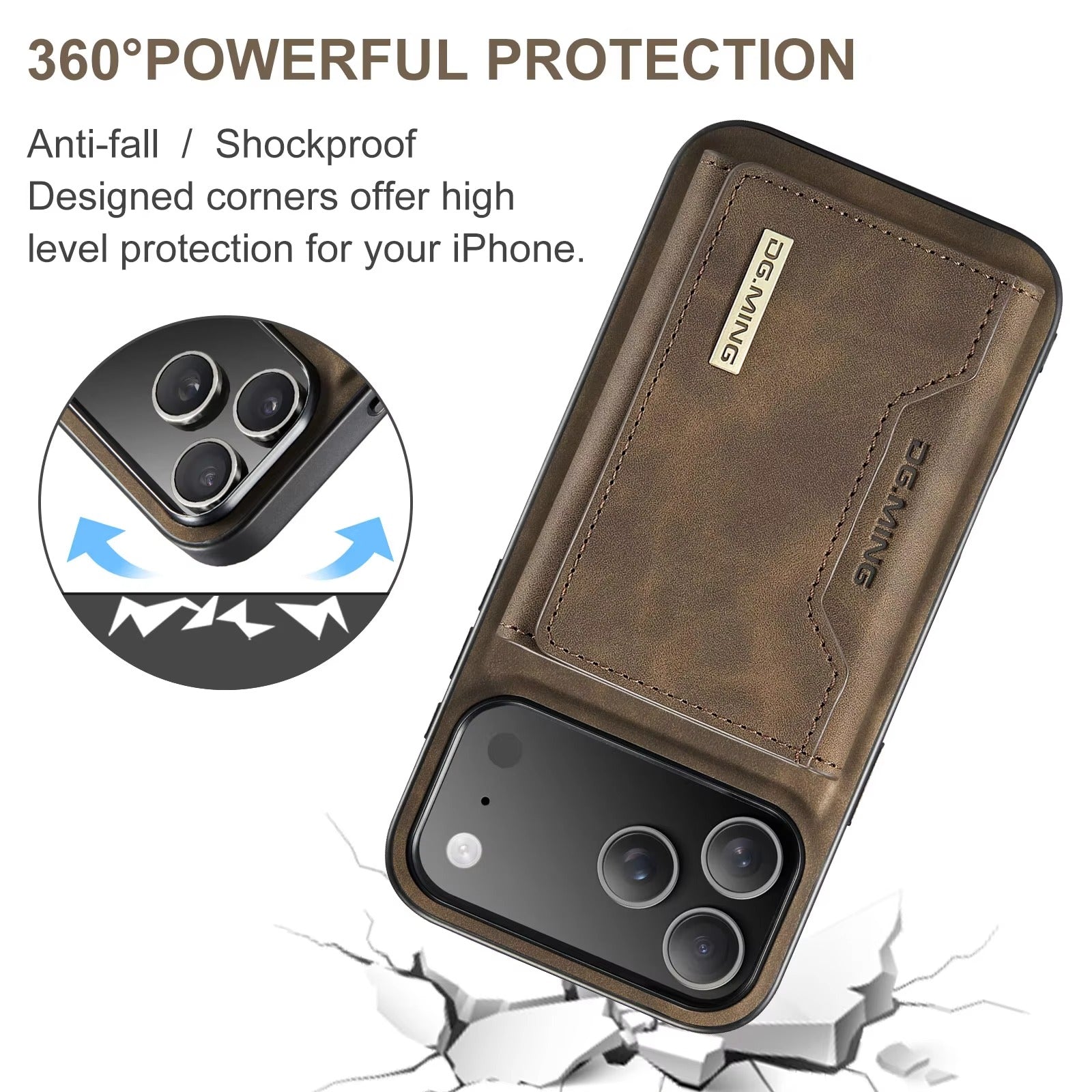 Luxury iPhone Case — 2-in-1 Detachable Magnetic Leather Wallet Cover with Card Slots, Kickstand Function & Protective Full-Body Design