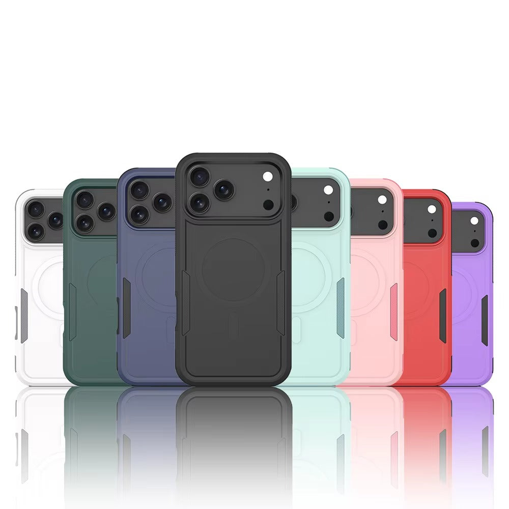 Luxury iPhone Case — 2-in-1 Heavy Armor Magnetic Charging Cover with Shockproof PC+TPU Matte Protective Design