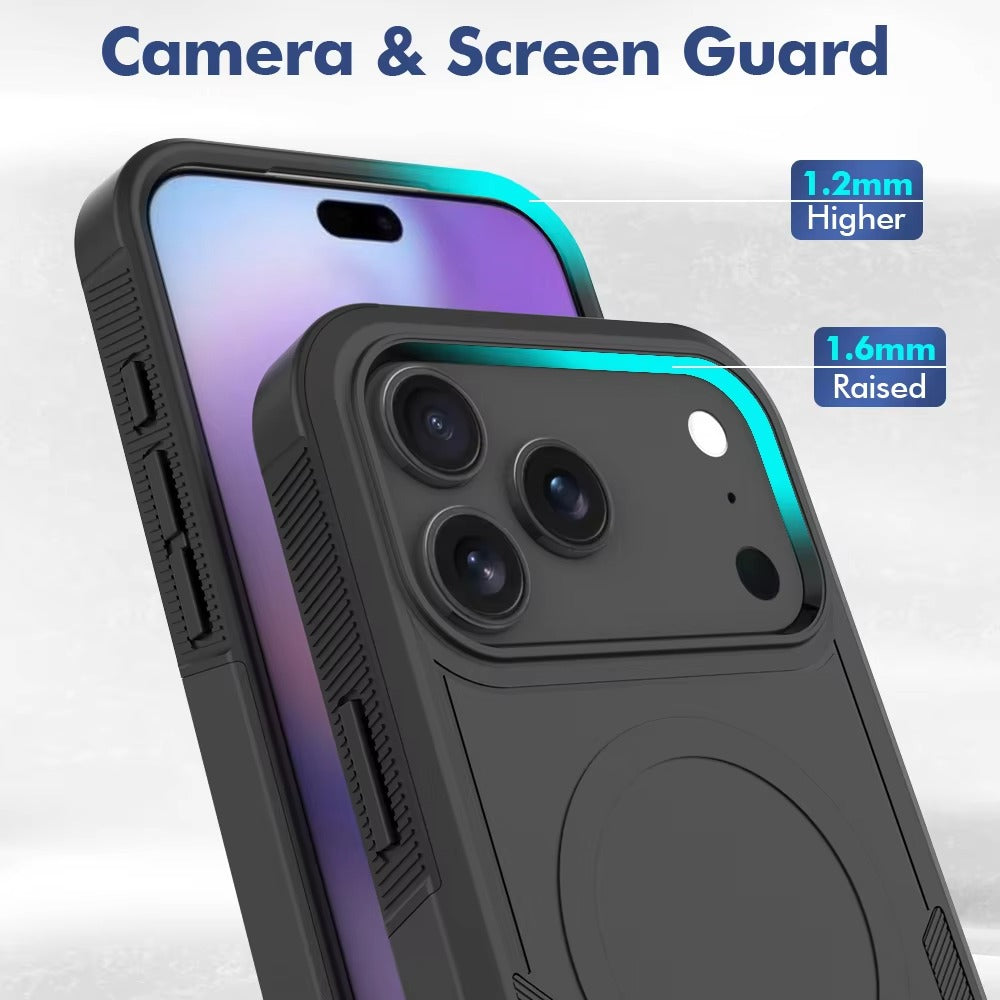 Luxury iPhone Case — 2-in-1 Heavy Armor Magnetic Charging Cover with Shockproof PC+TPU Matte Protective Design