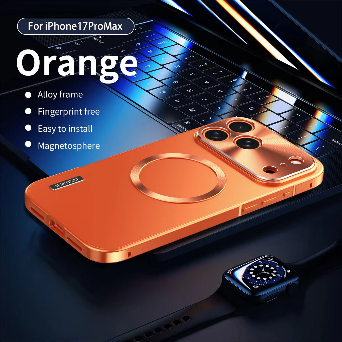 Luxury iPhone Case — All-Aluminum Magnetic Frame with Frosted PC Backplate, Ultra-Thin Shock-Absorbing Protective Design