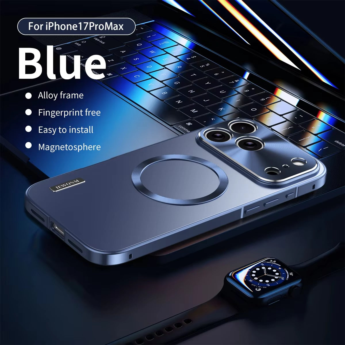 Luxury iPhone Case — All-Aluminum Magnetic Frame with Frosted PC Backplate, Ultra-Thin Shock-Absorbing Protective Design
