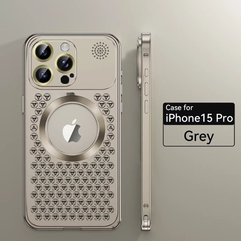 Luxury iPhone Case — Aluminum Alloy MagSafe Heat-Dissipation Cover with Removable Aromatherapy, Lens Film Protection, Anti-Fingerprint Waterproof Shockproof Design