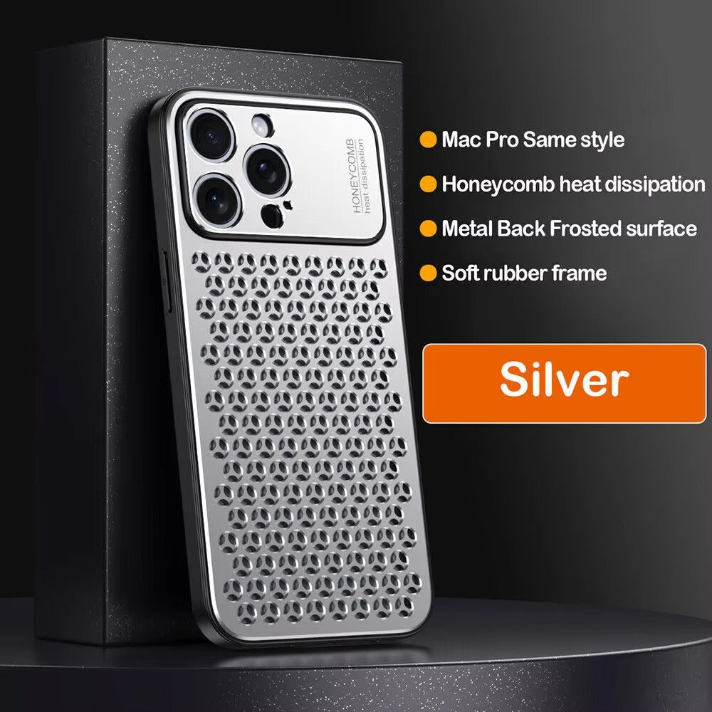 Luxury iPhone Case — Aluminum Alloy Metal Breathable Back Cover with Anti-Fingerprint & Scratch-Resistant Protection
