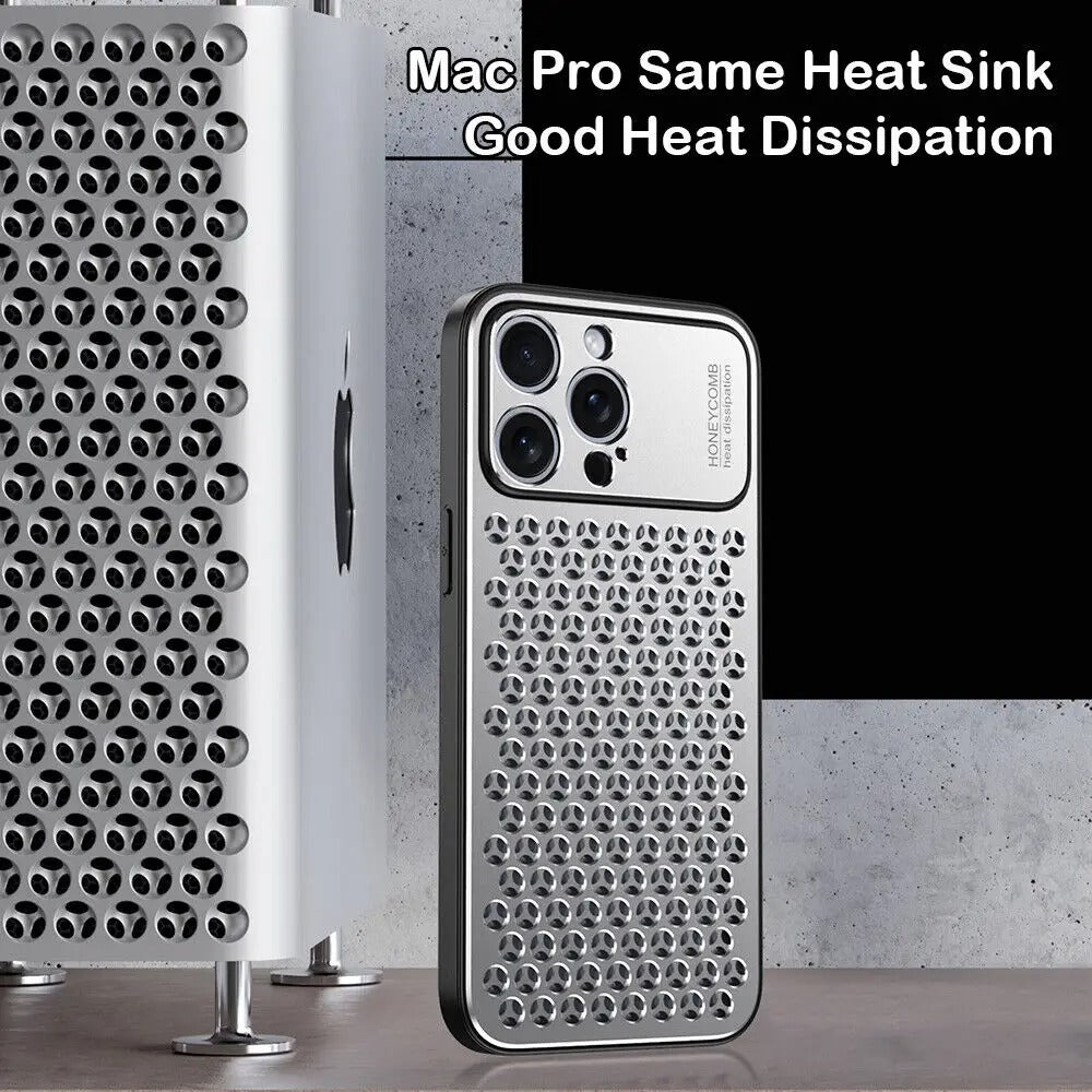 Luxury iPhone Case — Aluminum Alloy Metal Breathable Back Cover with Anti-Fingerprint & Scratch-Resistant Protection
