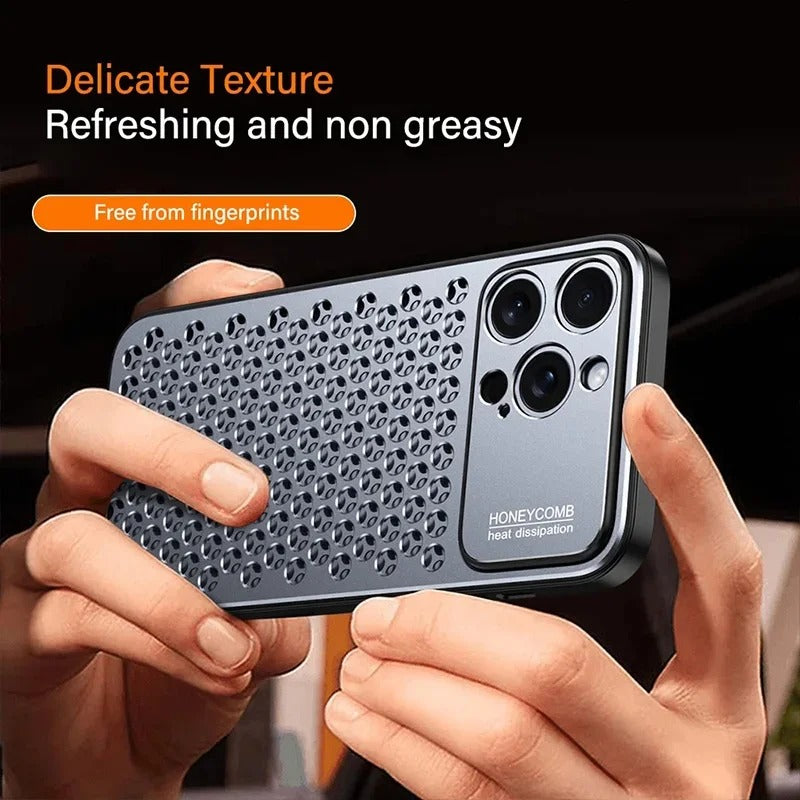 Luxury iPhone Case — Aluminum Alloy Metal Breathable Back Cover with Anti-Fingerprint & Scratch-Resistant Protection