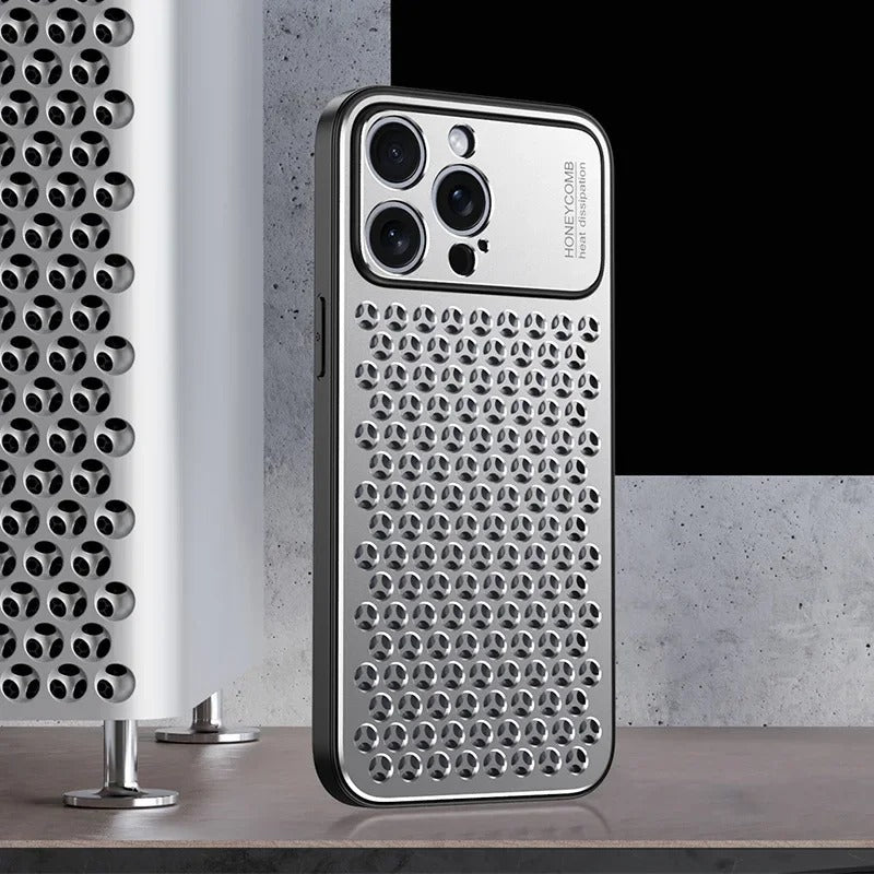 Luxury iPhone Case — Aluminum Alloy Metal Breathable Back Cover with Anti-Fingerprint & Scratch-Resistant Protection