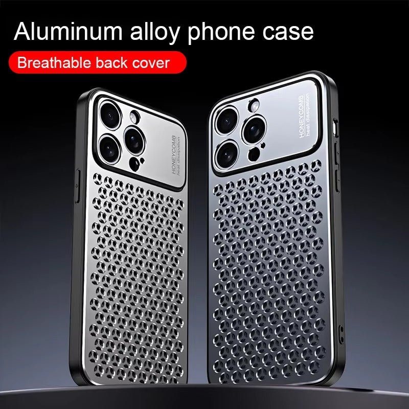Luxury iPhone Case — Aluminum Alloy Metal Breathable Back Cover with Anti-Fingerprint & Scratch-Resistant Protection