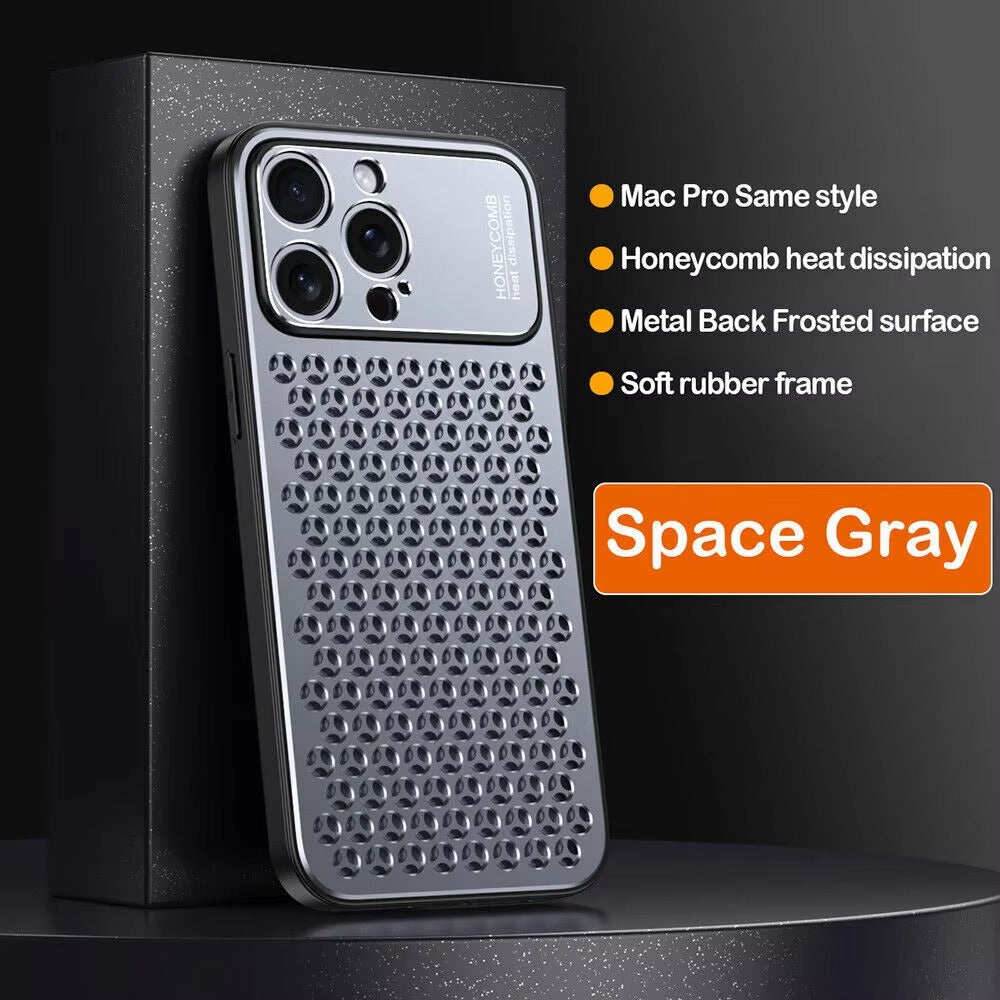 Luxury iPhone Case — Aluminum Alloy Metal Breathable Back Cover with Anti-Fingerprint & Scratch-Resistant Protection