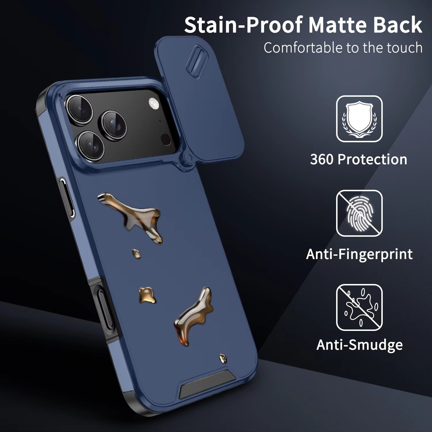 Luxury iPhone Case — Anti-Collision Shockproof Slide Camera Protective Cover with PC+TPU Durable Design