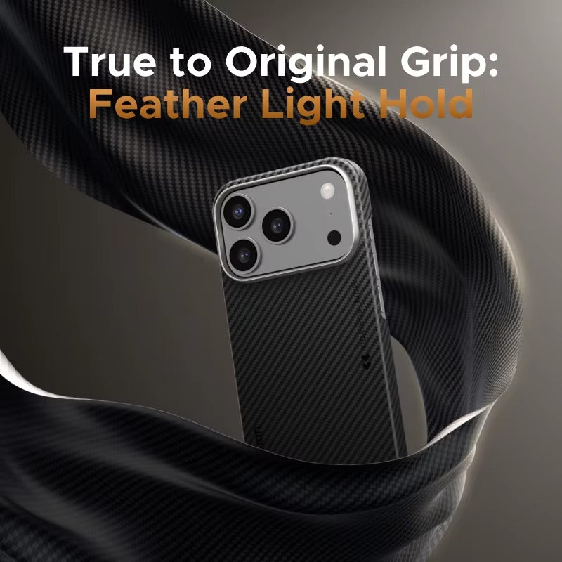 Luxury iPhone Case — Aramid Fiber Slim Hard Cover with Military-Grade Protection, Matte Black Finish, Shockproof and Durable Design