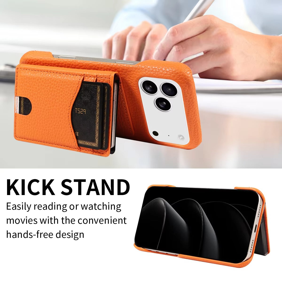 Luxury iPhone Case — Automatic Card Ejection PU Leather Cover, Shockproof Protection, Multi-Function Wallet Design