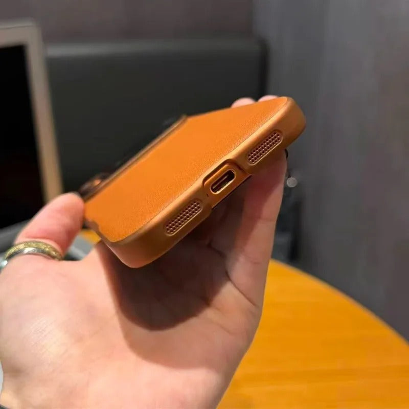 Luxury iPhone Case — Built-In MagSafe Heat-Dissipation Leather-Texture Cover with Shockproof Anti-Fingerprint Dustproof Non-Slip Slim Design