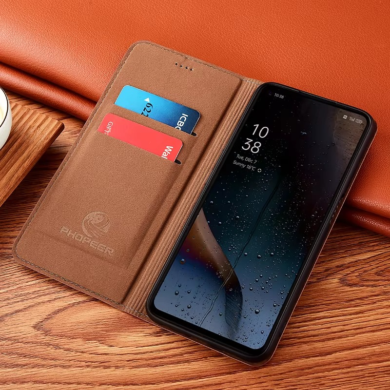 Luxury iPhone Case — Business Flip Wallet Genuine Leather Cover with Kickstand, Magnetic Full-Protection Design & Anti-Scratch Non-Slip Finish
