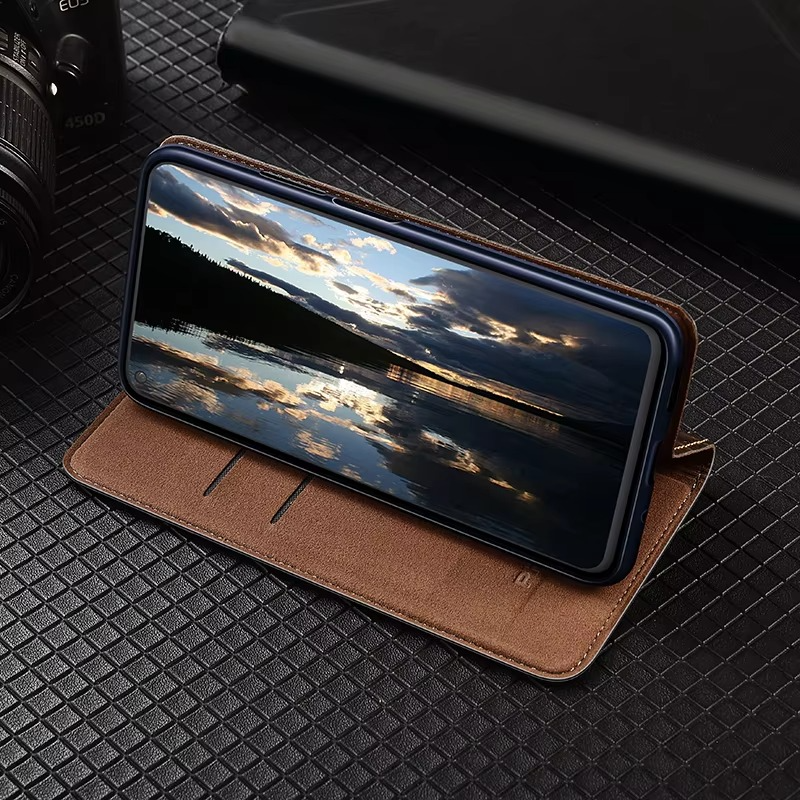 Luxury iPhone Case — Business Flip Wallet Genuine Leather Cover with Kickstand, Magnetic Full-Protection Design & Anti-Scratch Non-Slip Finish