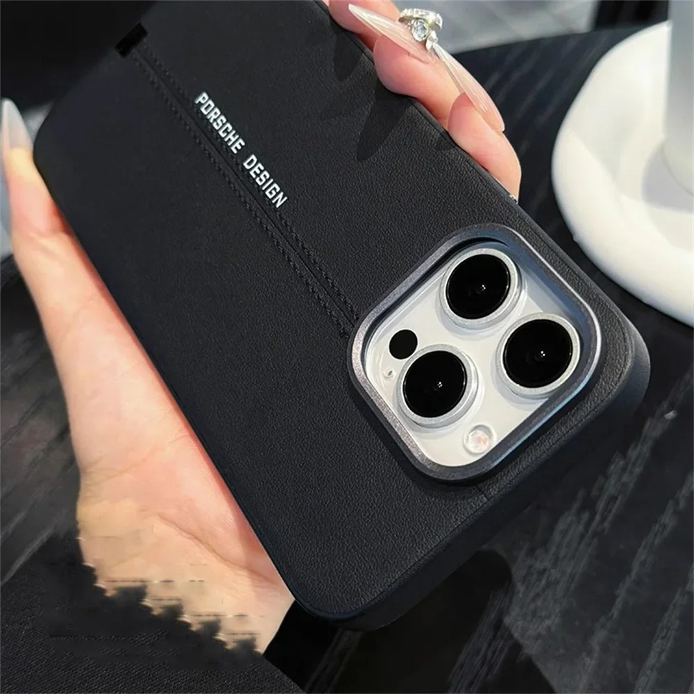 Luxury iPhone Case — Business Leather MagSafe Magnetic Cover with Anti-Fall Protection, Metal Buttons & Premium Durable Design