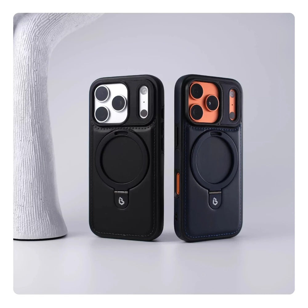 Luxury iPhone Case — Business Magnetic Retro Leather Cover with Invisible Bracket, Slim Shockproof Design & MagSafe Compatibility