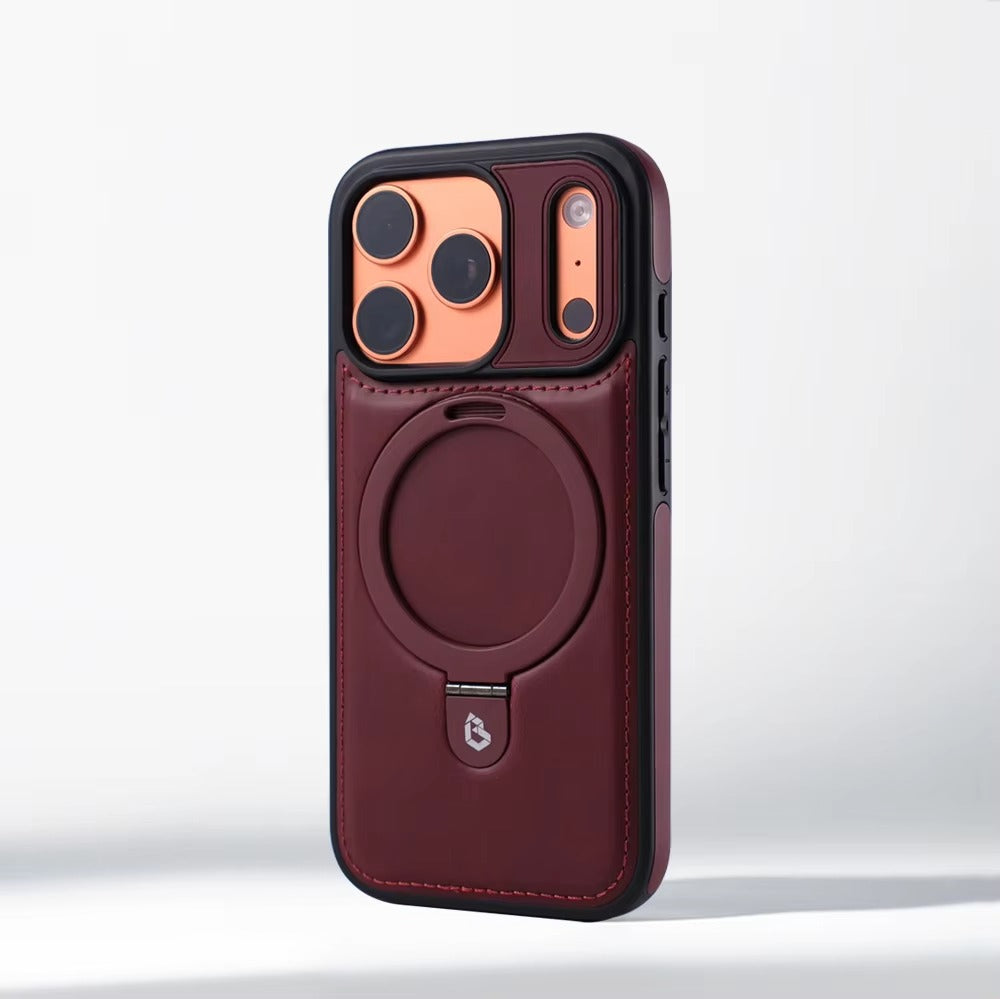 Luxury iPhone Case — Business Magnetic Retro Leather Cover with Invisible Bracket, Slim Shockproof Design & MagSafe Compatibility